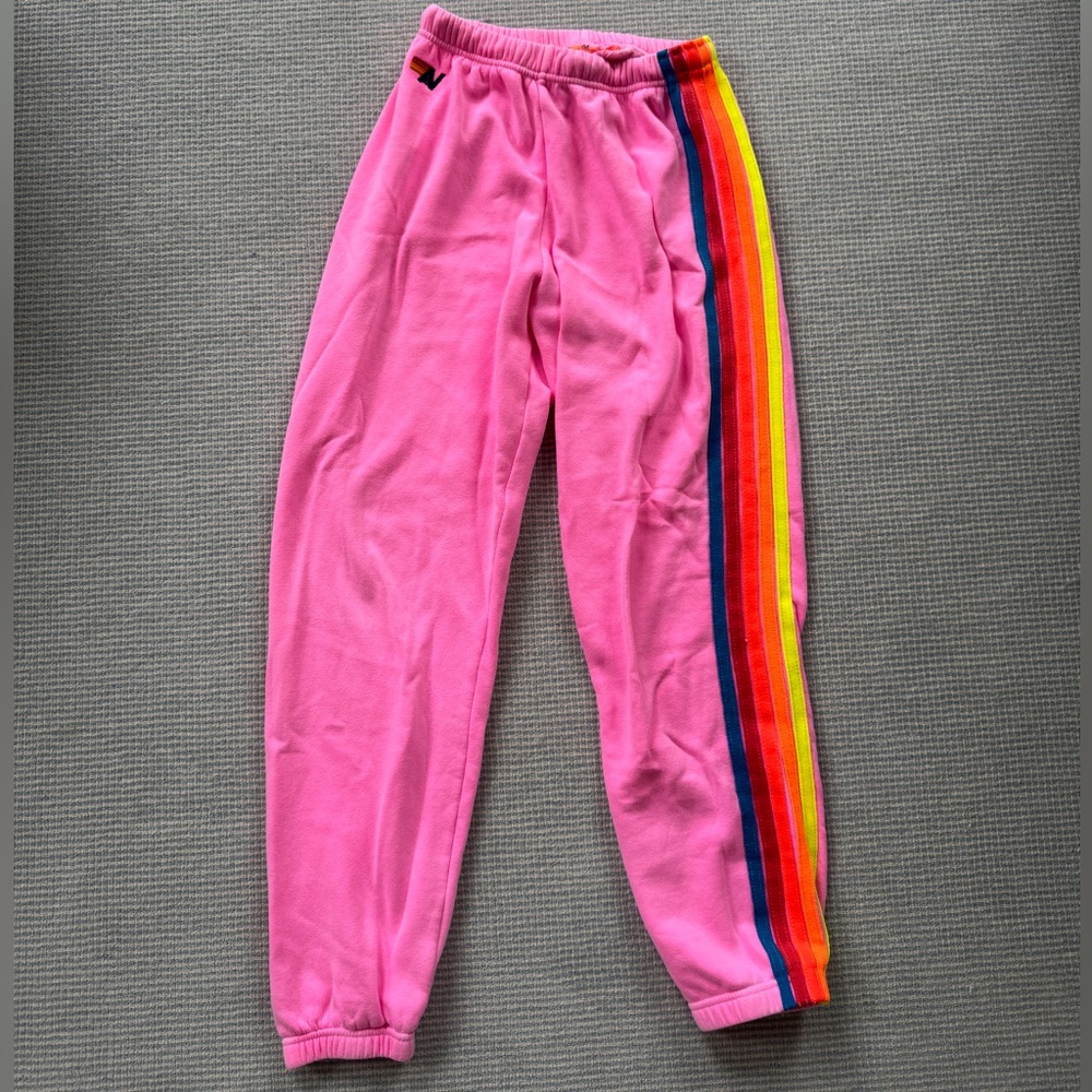 Aviator Nation Neon Pink 5 Stripe Sweatpants